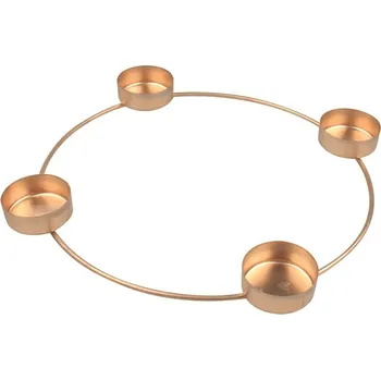 Svícen Svícen kovový s KALÍŠKY 28 cm zlatý