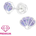 Atreya Dětské stříbrné puzetové náušnice zirkonové mušličky