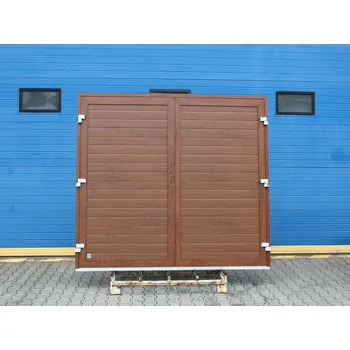 Garážová vrata VÝPRODEJ - Dvoukřídlá garážová vrata - ALIPLAST IMPERIAL 65, 2450x1970 mm, ořech/bílá