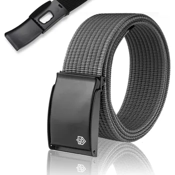 Opasek STEVENS Parciany Opasek s polskou přezkou s OTEVÍRÁNÍM Šedý Pro dárek Pro něj Univerzální 135cm