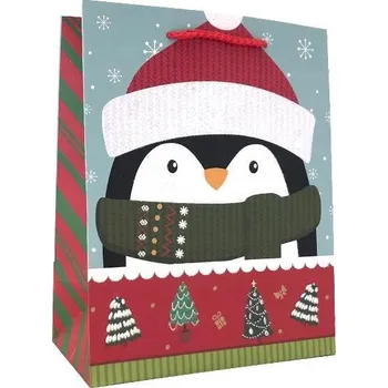 Dárková taška Dárková vánoční taška motiv Tučňák 18x23x10cm