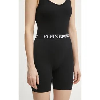 Dámské kraťasy Kraťasy PLEIN SPORT dámské, černá barva, s potiskem, high waist, SAEC WJT2058 STE003N SAEC.WJT2058.STE003N 99X, vel. M