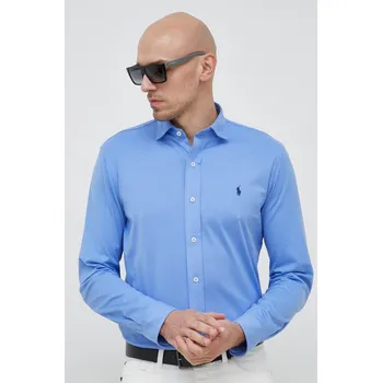 Pánská košile Košile Polo Ralph Lauren regular, s klasickým límcem 710899386 modrá 55X, vel. S