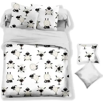 Povlečení Povlečení Mikrovlákno a Mikroflanel Ovečky 140x200 70x90