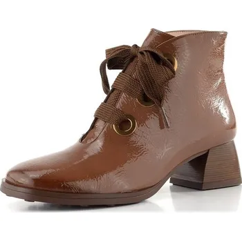 Dámské kozačky Hispanitas lakovaný šněrovací kotník na podpatku Marsella avellana HI254326 - 42 | P695743