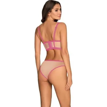 Dámská erotická souprava Sexy komplet Obsessive Nudelia - top a kalhotky Růžová S/M