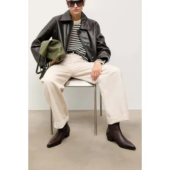 Dámské kozačky Kožené kotníkové boty Answear.LAB hnědá barva, na podpatku 5097-04 88X, EUR 37