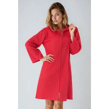 Dámský župan Dámský bavlněný župan Azalka červený se zipem L