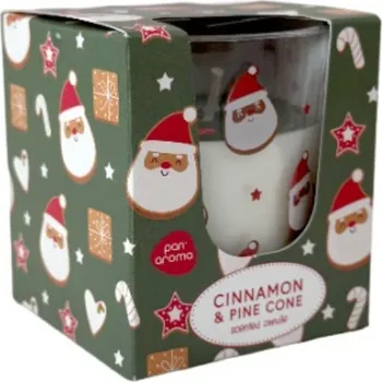 Svíčka PanAroma Vánoční vonná svíčka Santa Skořice a borovice 100g