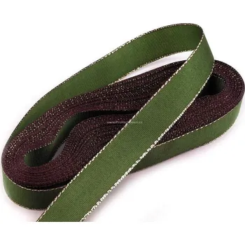 Stuha STUHA a. s. Dobruška Stuha s lurexem 15 mm lesní zelená a zlatá