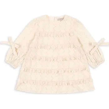 Dámské šaty Dětské bavlněné šaty Konges Sløjd FRILLA DRESS béžová barva, mini, KS102232 02X, vel. 134-140