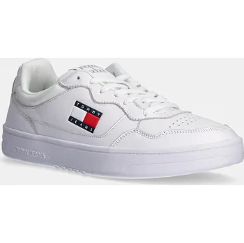 Pánské tenisky Kožené sneakers boty Tommy Jeans TJM CUPSOLE LEATHER ESS černá barva, EM0EM01443 00X, EUR 45