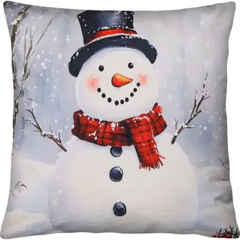 Polštář Vánoční polštář XMAS SNOWMAN VI. 40x40 cm Mybesthome Varianta: Povlak na polštář s prošívanou výplní, 40x40 cm