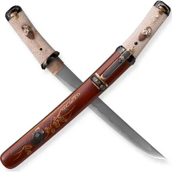 Replika zbraně Japan Swords Luxusní sběratelské tantō Dokuro no Sakurabana, ocel Tamahagane, Notare-Midare Hamon