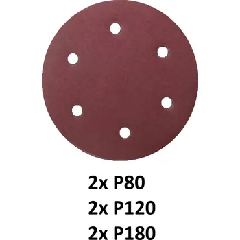 Brusný papír Sada brusných papírů - 2xP80, 2xP120, 2xP180 pro AE3S80 ASIST AE3A045 ASIST