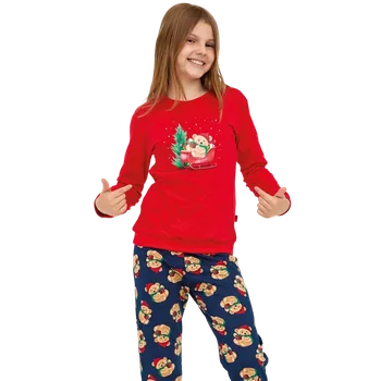 Dívčí pyžamo Dívčí dlouhé pyžamo Cornette 594/186 Teddy 158/164 Červená