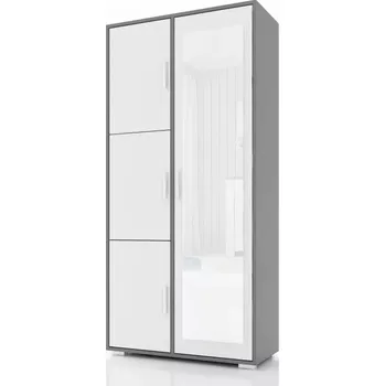 Šatní skříň Předsíňová stěna Luxor II věšáková, šedá/bílé dveře
