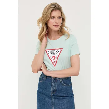 Bavlněné tričko Guess zelená barva, W1YI1B I3Z14 W1YI1B.I3Z14 76X, vel. S