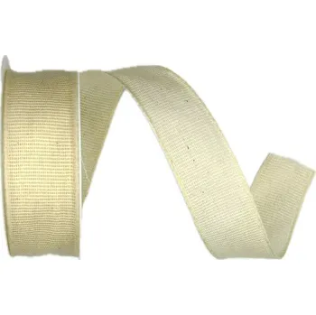 Stuha Stuha látková tkaná CHANCE CREAM krémová 25mm x 2m (10,- Kč/m) (Krémová tkaná stuha, bavlněná, okraje zpevněné tkaním)