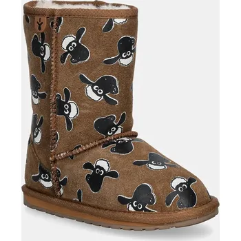 Dívčí sněhule Dětské semišové sněhule Emu Australia Shaun The Sheep Print hnědá barva, K13107 K13107.Sha 82X, EUR 24