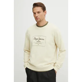 Pánská mikina Bavlněná mikina Pepe Jeans SIMON pánská, béžová barva, s potiskem, PM582721 01X, vel. L