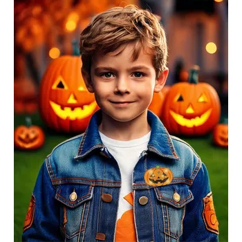 Karnevalový doplněk GuircaDýně - svítící brož na oblečení - Halloween