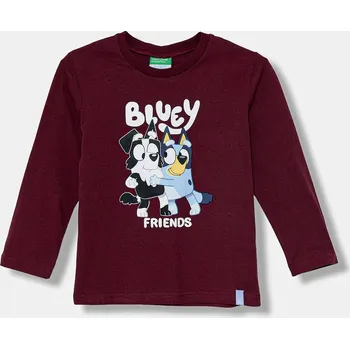 Chlapecké tričko Dětské bavlněné tričko s dlouhým rukávem United Colors of Benetton vínová barva, s potiskem, 3I1XG10KH 3I1XG10KH.P.seasonal 83X, vel. 90