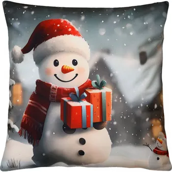 Polštář Vánoční polštář XMAS SNOWMAN IV. 40x40 cm Mybesthome Varianta: Povlak na polštář s výplní, 40x40 cm