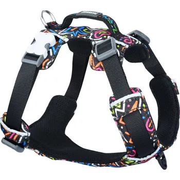 Postroj pro psa Postroj Red Dingo SPORT – Squiggles Black Velikost: M