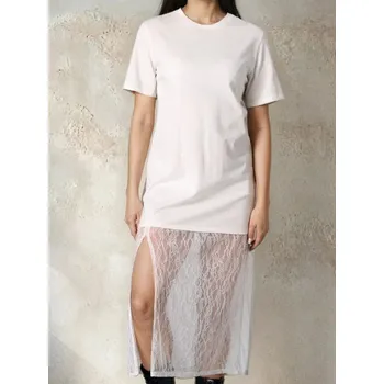 Dámské šaty Sinsay - Dlouhé šaty s krajkovou spodní částí - krémová - 078IQ-01X - 078IQ-01X-L