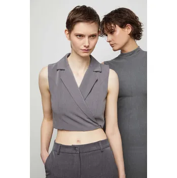 Dámská vesta Vesta Answear.LAB šedá barva, jednořadá 22039nv.FKK 90X, vel. M