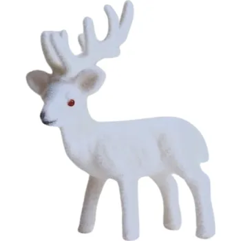 Vánoční dekorace Velurový sob bílý 11 cm, balení 2 ks