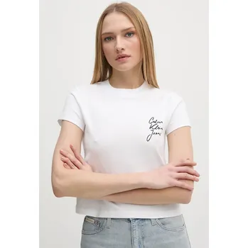 Pánské tričko Bavlněné tričko Calvin Klein Jeans J20J224984 bílá 00X, vel. M
