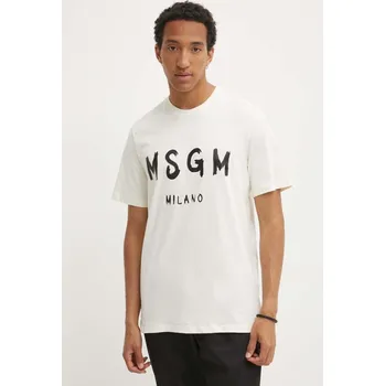 Bavlněné tričko MSGM 2000MM510.200002 béžová 01B, vel. S