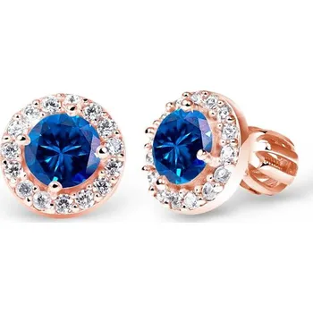 Náušnice Cutie Jewellery Náušnice z růžového zlata se zirkony Z60168R Barva: Modrá