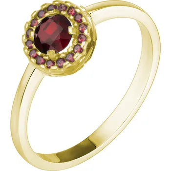Prsten Granát Turnov Zlatý prsten s českým granátem - kruh 57 mm