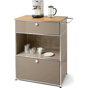 Komoda 698901 - Tchibo - Kovová skříňka na přípravu kávy »Cn3« se 2 zásuvkami, hnědošedá