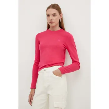 Dámský svetr Bavlněný svetr HUGO Scallia růžová barva, lehký, 50514296 42X, vel. XL