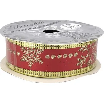 Stuha Ozdobná dekorativní stuha červený podklad zlaté motivy 2,5x270cm