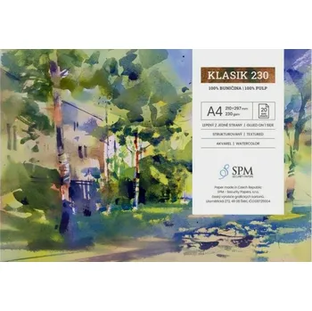 Klasik - grafický blok, 230g. / 20 listů A4 bílá 200-299 zrnitá akvarel do A4 Štětí