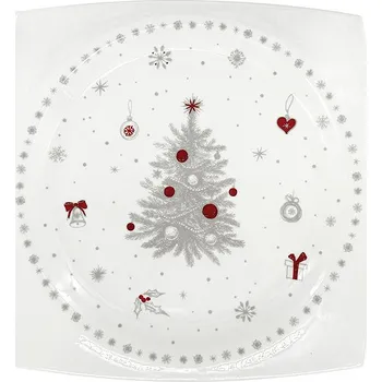 Talíř by inspire Porcelánový mělký talíř Koleda 2025, 27 cm, čtvercový tvar