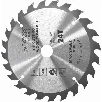 Nářadí pro automobil Kotouč na dřevo 165x20 mm 65mn-yg8, síla 2,2 mm, 24t ROOKS OK-03.4513