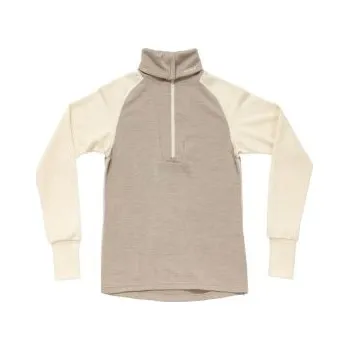 Devold EXPEDITION SILK dámský dvouvrstvý rolák s půlzipem Offwhite/Stone