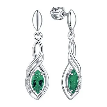 Náušnice Soliter Stříbrné visací náušnice se zelenými krystaly 436 001 00573 04 + 2 měsíce na vrácení zboží
