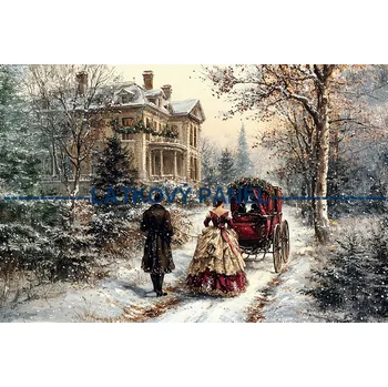 Látkový panel - Zimní retro - ZIM -244 Velikost: 30x20cm, Materiál: Teplákovina nepočesaná