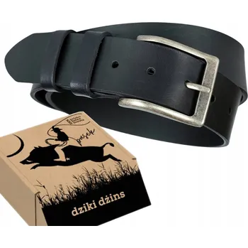 Opasek DZIKI Džíns široký kožený opasek dámský černý 95 cm lícová kůže dárek