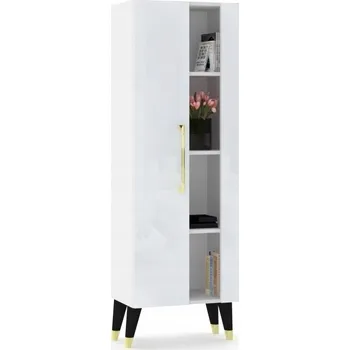 Komoda Velká Zlatá Skříňka Vitrína Bílá Komoda s Vysokým Leskem