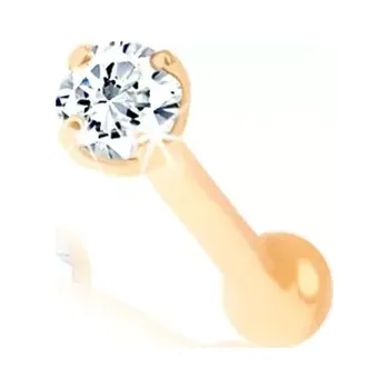 Piercing Rovný piercing do nosu ve žlutém 14K zlatě - zářivý čirý briliant, 1,3 mm