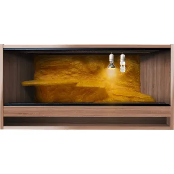 Teraristika ReptiEye Terárium z lamina 110x50x50 tmavý dub s 3D stěnou vybavené – varianta B Varianta terária: terárium + UVB žárovka, halogen a zářivka