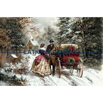 Látkový panel - Zimní retro - ZIM -245 Velikost: 40x27cm, Materiál: Úplet